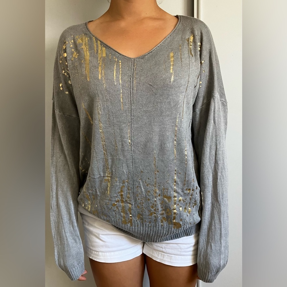 Bella Amore gold stroke painted sweater